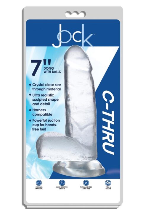 Jock C-Thru Realistic Dong with Balls 7in - Clear
