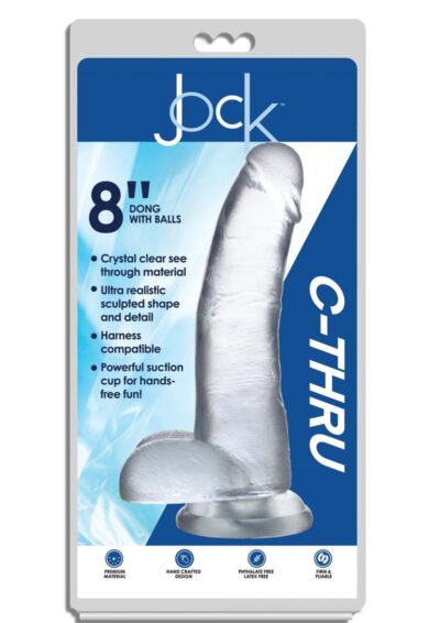 Jock C-Thru Realistic Dong with Balls 8in - Clear