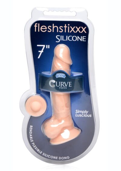Fleshstixxx Silicone Bendable Dong with Balls 7in - Vanilla