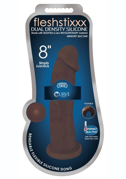 Fleshstixxx Dual Density Silicone Bendable Dong 9in - Chocolate