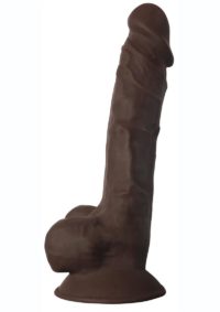 Fleshstixxx Dual Density Silicone Bendable Dong with Balls 7in - Chocolate