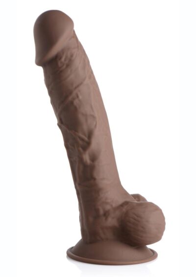 Fleshstixxx Dual Density Silicone Bendable Dong with Balls 8.5in - Chocolate