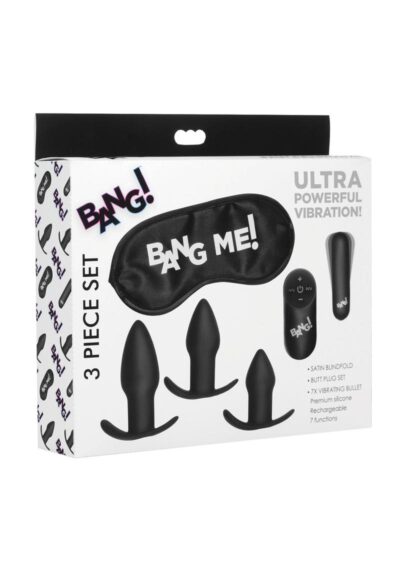 Bang! Backdoor Adventure Rechargeable Silicone Butt Plug Kit (set of 5) - Black