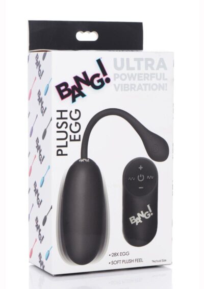 Bang! 28x Plush Silicone Rechargeable Egg with Remote Control - Black