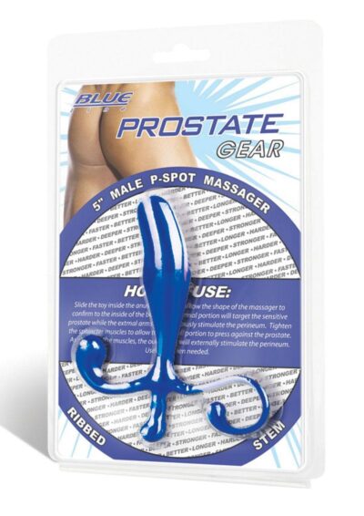 Blue Line Prostate Gear Male P-Spot Massager 5in - Blue