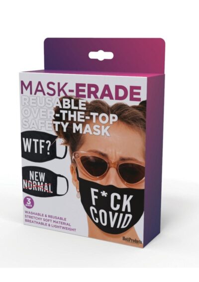 Maskerade Protective Mask (F Covid/ WTF?/ New Normal) 3 Pack - Black