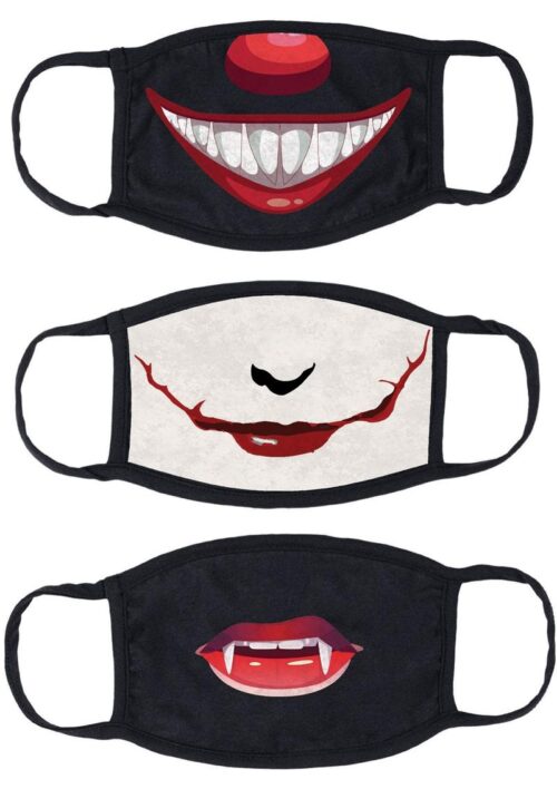 Maskerade Protective Mask (Joker/ Penny Wise/ Vampire) 3 Pack - Black