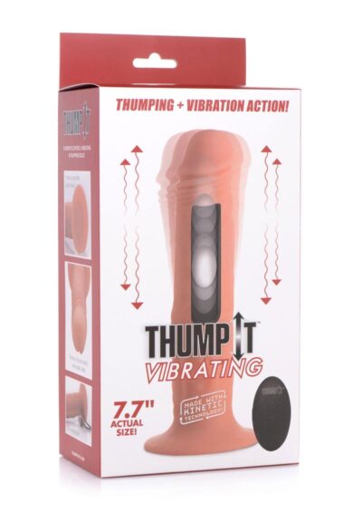 Thump It 7x Remote Control Vibrating and Thumping Silicone Rechargeable Dildo - 7.7in - Vanilla