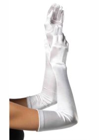 Leg Avenue Extra Long Satin Gloves - O/S - White