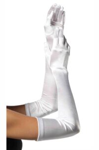 Leg Avenue Extra Long Satin Gloves - O/S - White