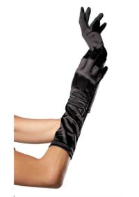 Leg Avenue Elbow Length Satin Gloves - O/S - Black