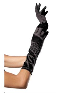 Leg Avenue Elbow Length Satin Gloves - O/S - Black