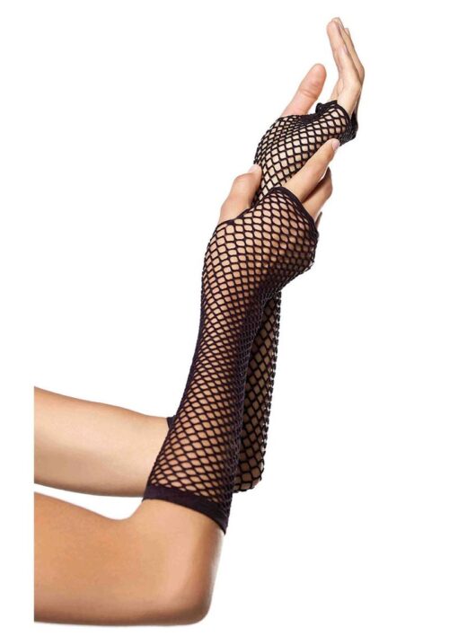 Leg Avenue Triangle Net Fingerless Gloves - O/S - Black