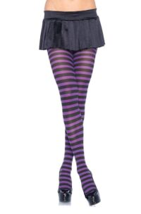 Leg Avenue Striped Tights - Plus Size - Black/Purple