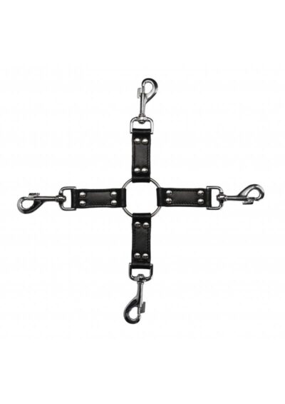 Ouch! Pain 4-Way Leather Hogtie Cross - Black