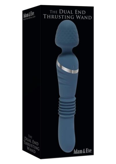 Adam andamp; Eve Dual Ended Thrusting Wand Rechargeable Silicone Vibrator - Teal