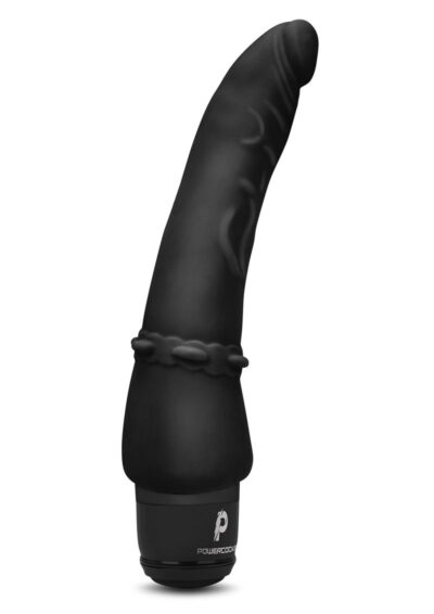 Powercocks Silicone Rechargeable Slim Anal Realistic Vibrator 7in - Black