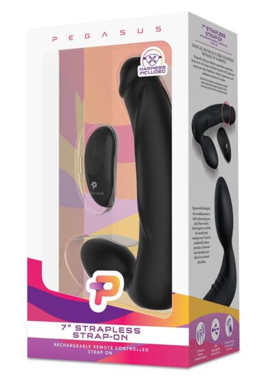 Pegasus Silicone Rechargeable Strapless Strap-On with Remote Control 7in - Black