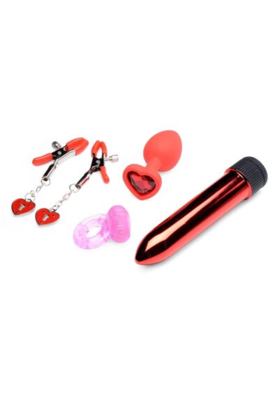 Frisky Passion Heart Kit 4pc - Red/Black