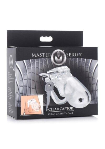 Master Series Clear Captor Chastity Cage with Keys - Large - Clear