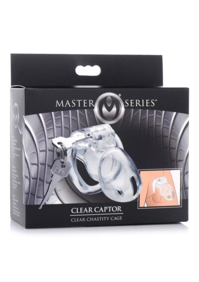 Master Series Clear Captor Chastity Cage with Keys - Medium - Clear