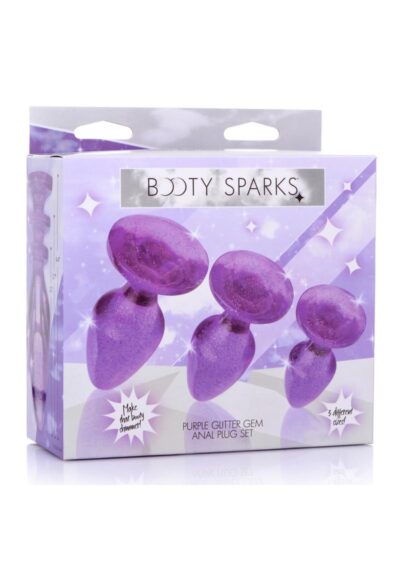 Booty Sparks Glitter Gem Anal Plug Set 3pc - S/M/L - Purple