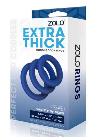ZOLO Extra Thick Silicone Cock Ring (3 pack) - Navy