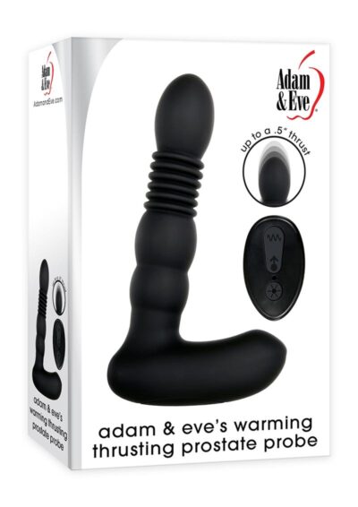 Adam and Eve`s Warming Thrusting Silicone Vibrating Rechargeable Prostate Probe with Remote Control - Black