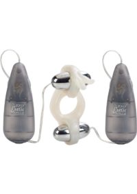 Rockin Rabbit Vibrating Cock Rings Cock Ring with Clitoral Stimulation and Remote Control - White