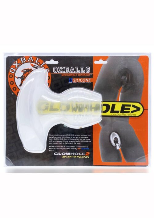 Glowhole 2 Light Up Hollow Silicone Buttplug - Large - Cool Ice