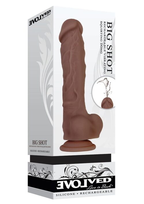 Big Shot Silicone Rechargeable Vibrating Dildo - Chocolate
