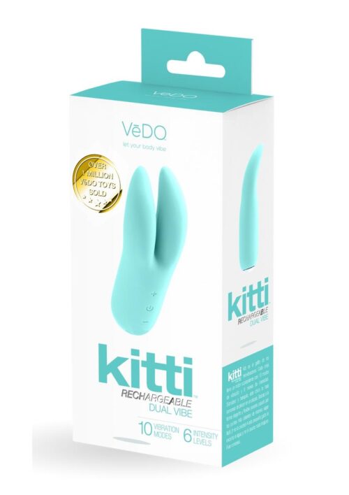 Kitti Silicone Rechargeable Dual Vibe - Tease Me Turquoise