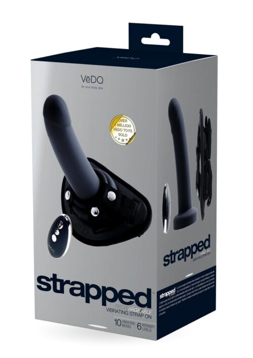 Strapped Silicone Rechargeable Vibrating Strap On With Remote Control - Just Black