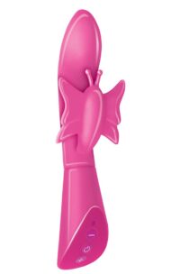Touch Butterfly Silicone Rechargeable Rabbit Vibrator - Pink