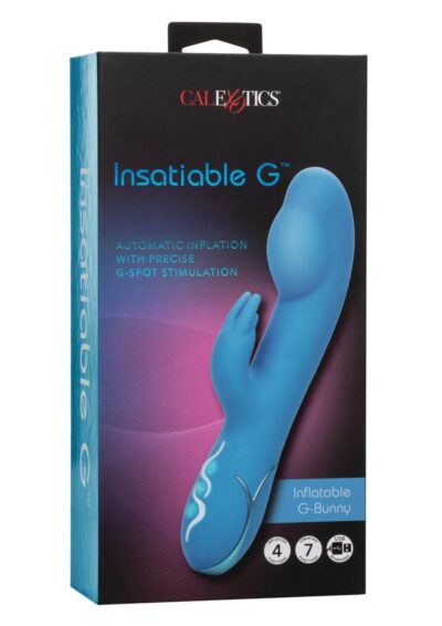 Insatiable G Inflatable G-Bunny Silicone Rechargeable Vibrator - Blue