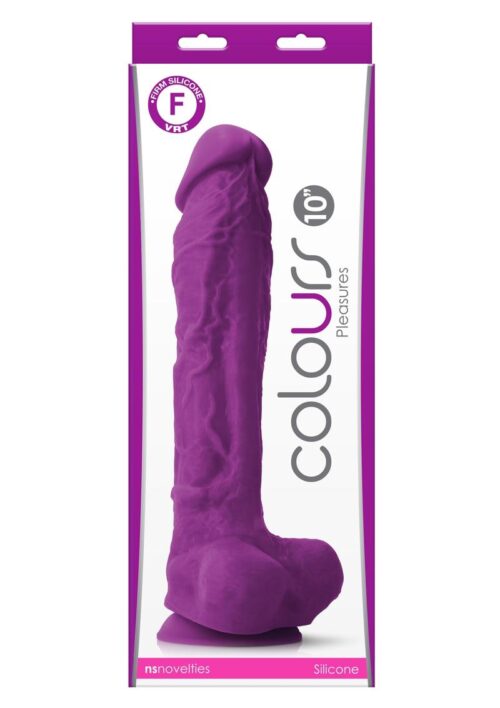 Colours Pleasures Silicone Dildo 10in - Purple