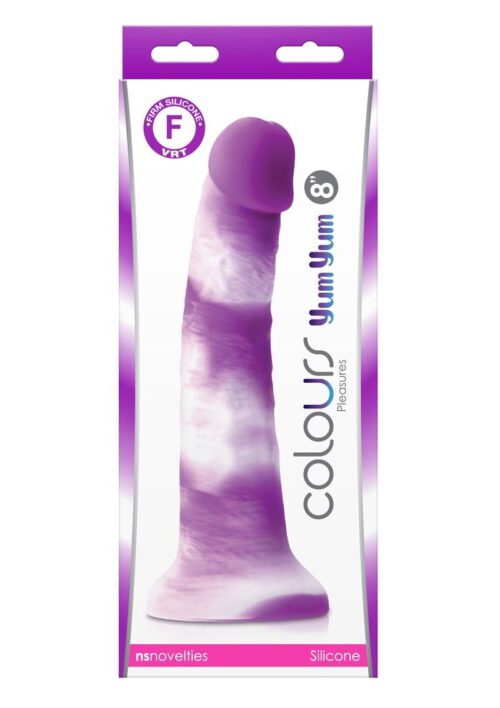 Colours Pleasures Yum Yum Silicone Dildo 8in - Purple/White