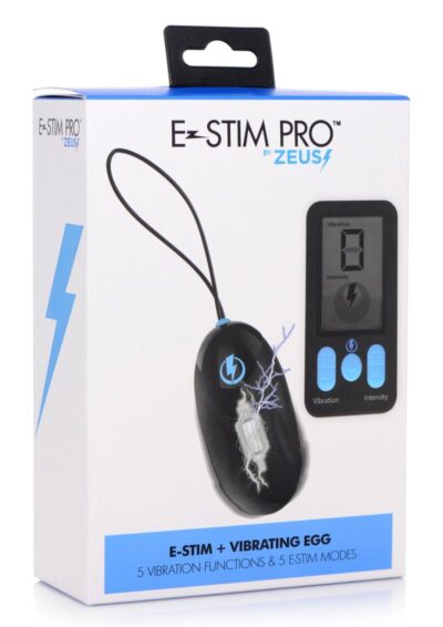 Zeus Vibrating and E-Stim Rechargeable Silicone Egg with Remote Control - Black