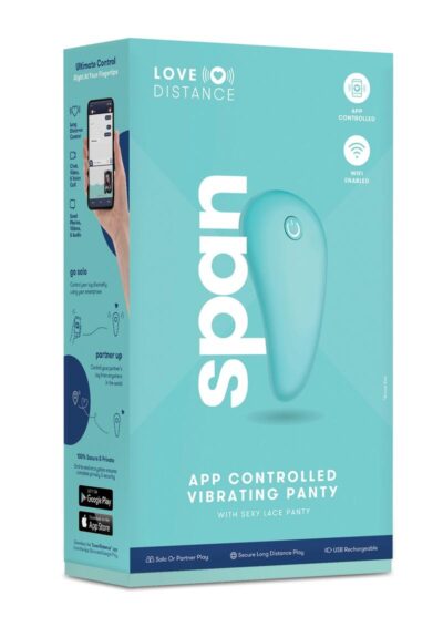 Love Distance Span App Controlled Rechargeable Panty Vibe - O/S - Aqua