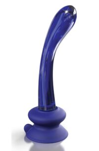 Icicles No. 89 Glass G-Spot Wand with Bendable Silicone Suction Cup - Blue
