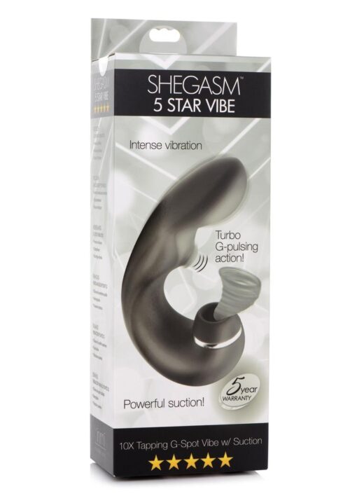 Inmi Shegasm 5 Star Tapping Silicone Rechargeable G-Spot Vibrator with Suction - Black