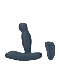 LUX Active Revolve Silicone Rechargeable Rotating and Vibrating Anal Massager with Remote Control - Navy