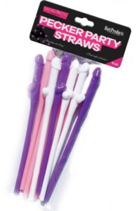 Bachelorette Party Pecker Sipping Straws Assorted Colors 10 Pack