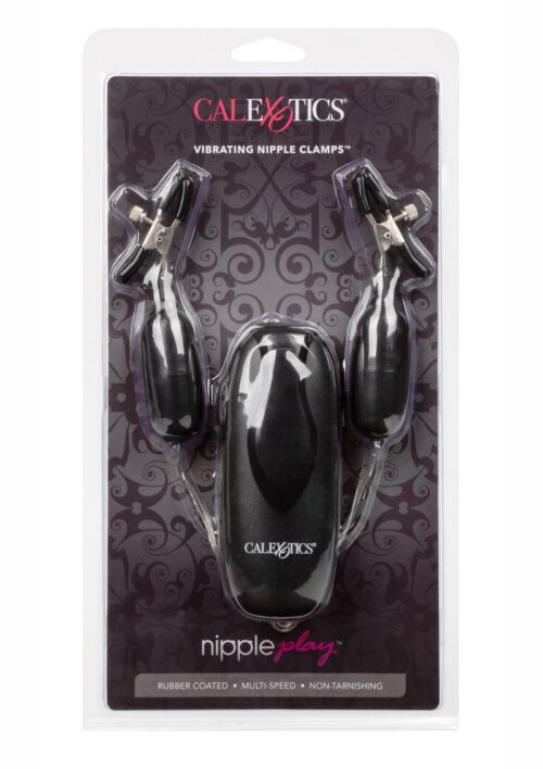 Nipple Play Vibrating Nipple Clamps with Remote - Black