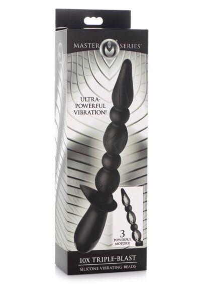 Master Series 10x Triple-Blast Silicone Rechargeable Vibrating Beads - Black