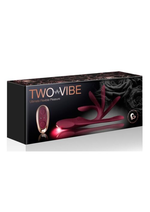 Two-Vibe Silicone Rechargeable Dual Vibrator with Remote Control - Burgundy