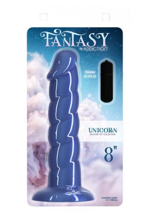 Addiction Fantasy Unicorn Silicone Dildo 8in - Blue
