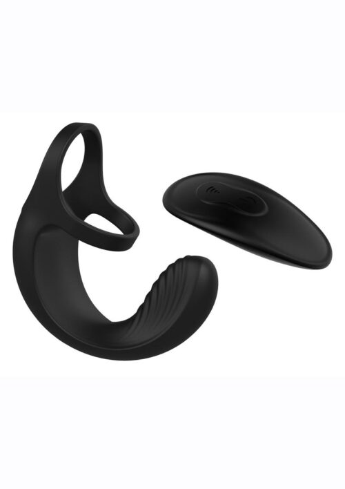 Zero Tolerance Vibrating Ball Cradle Silicone Rechargeable Cock Ring with Remote Control - Black