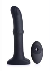 Thunder Plugs Sliding Shaft Silicone Rechargeable Anal Plug with Remote Control - Black