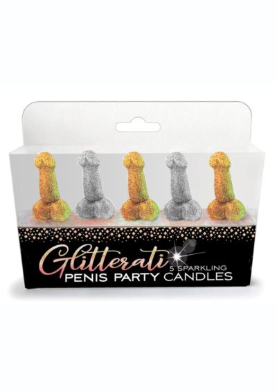 Glitterati Penis Party Candles (5 Pack) - Gold/Silver